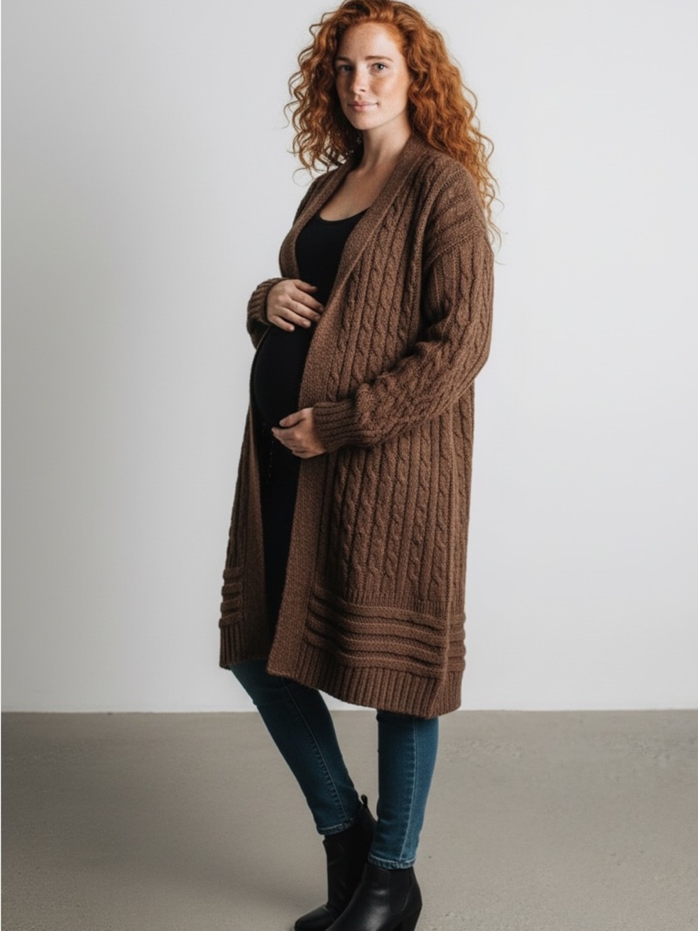 Motherhood maternity one button Brown Knit Sweater cardigan